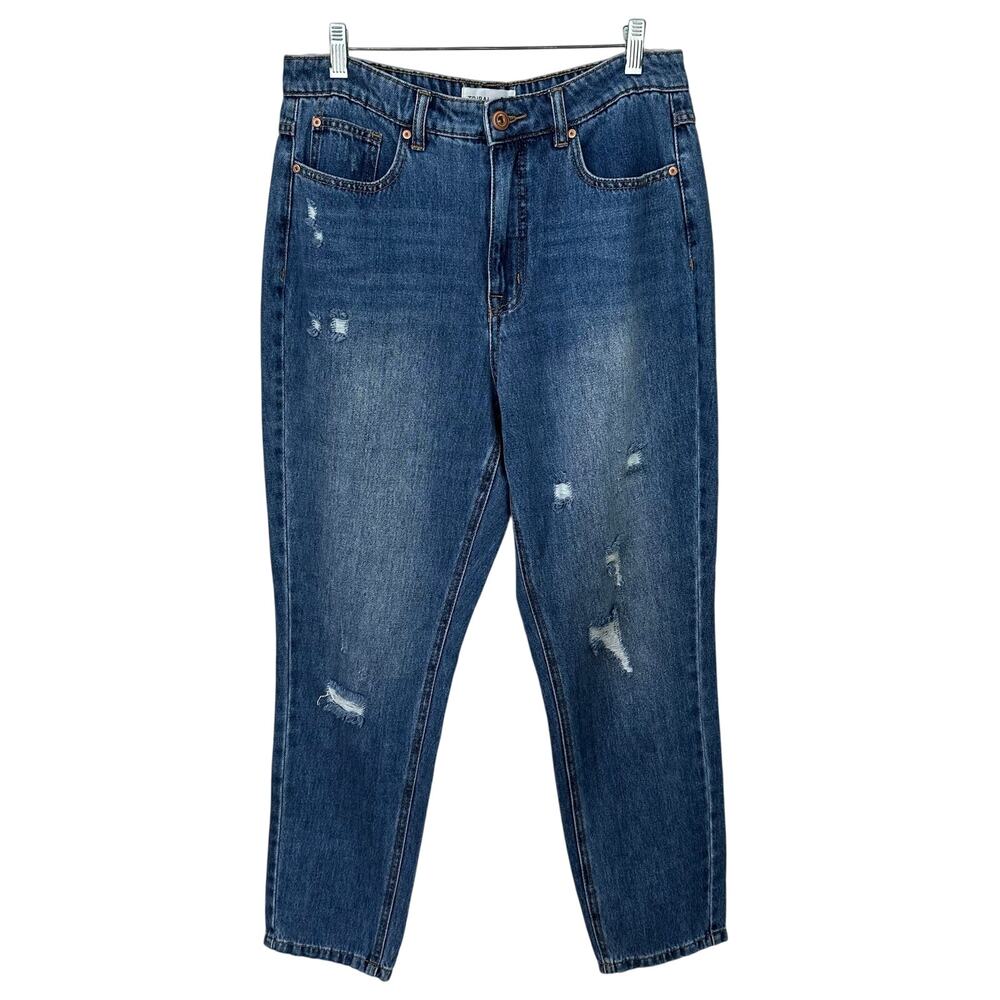 Tribal Jeans Distressed Straight Women’s Size 8 Blue Denim High Rise Cotton‎